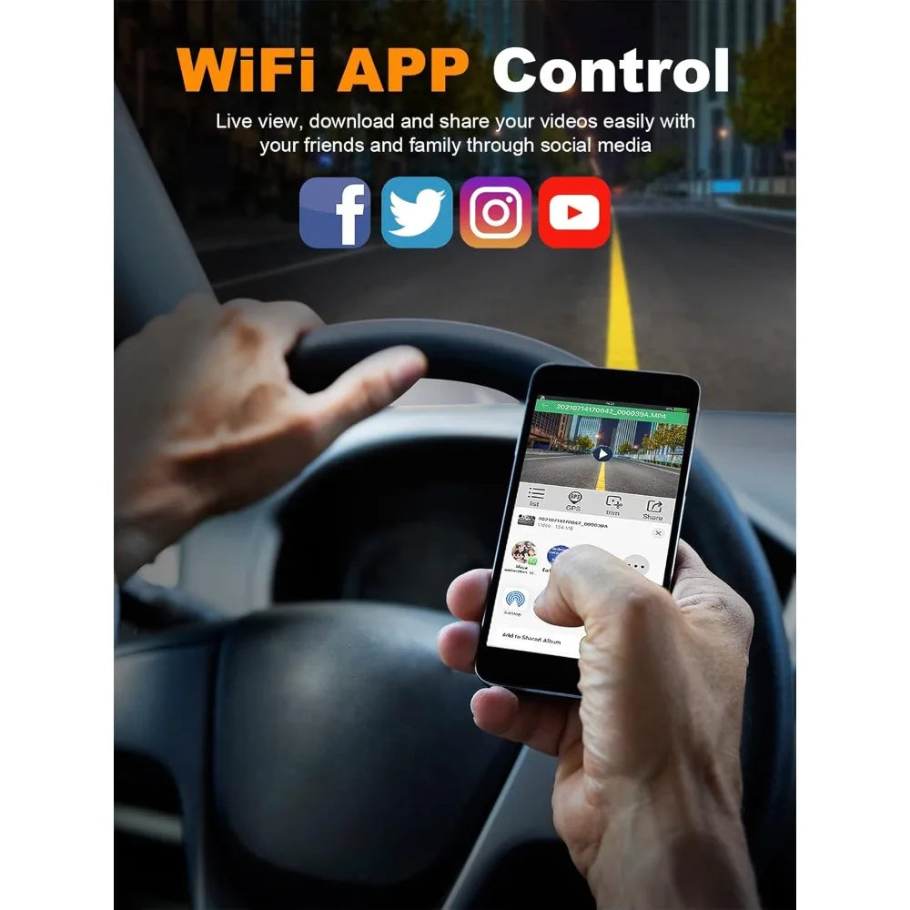 360° 4-Channel Dash Cam with GPS & WiFi – All-Around Car Protection