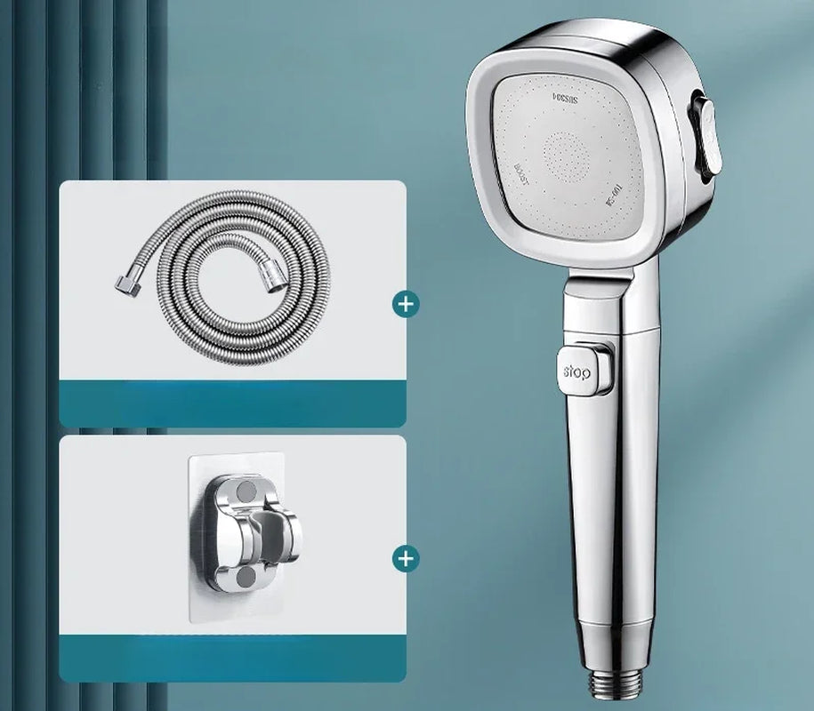“Shower Like a Boss” – High Pressure Shower Head with 3 Spray Modes, One-Click Pause & Water-Saving Design – Bathroom Upgrade Essential