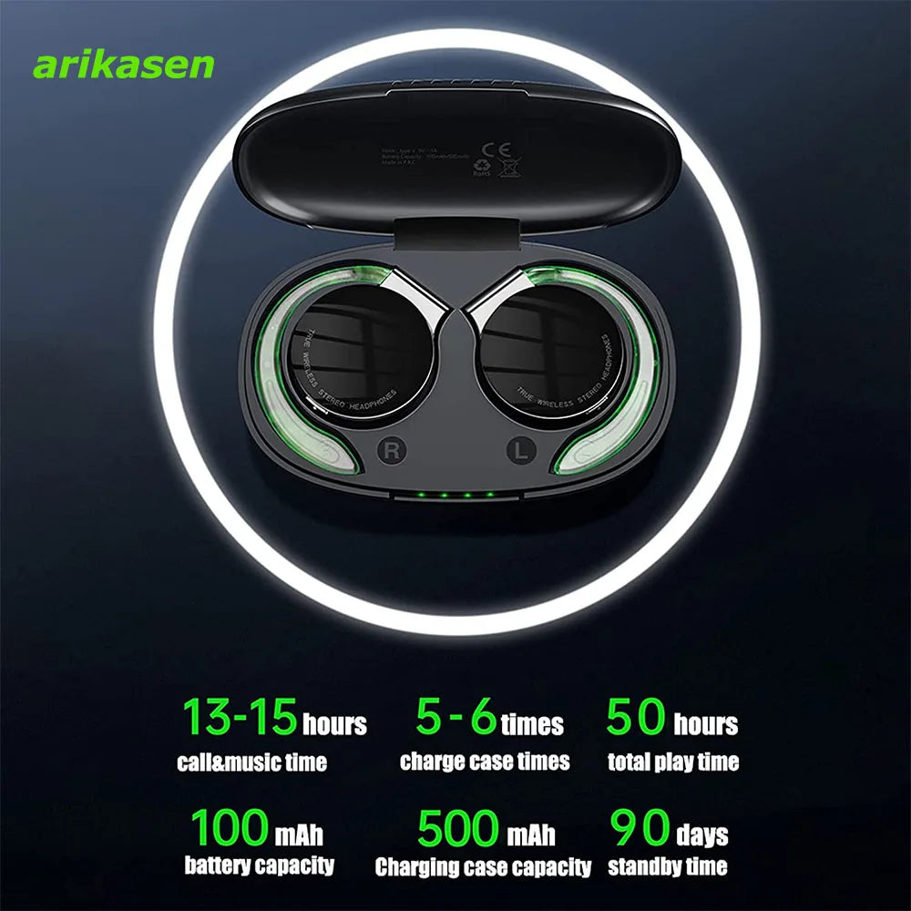 Open Ear Headphones TWS Noise Cancelling Headphones Bluetooth Earpiece Bluetooth Headset Running Headphones Workout Headphones