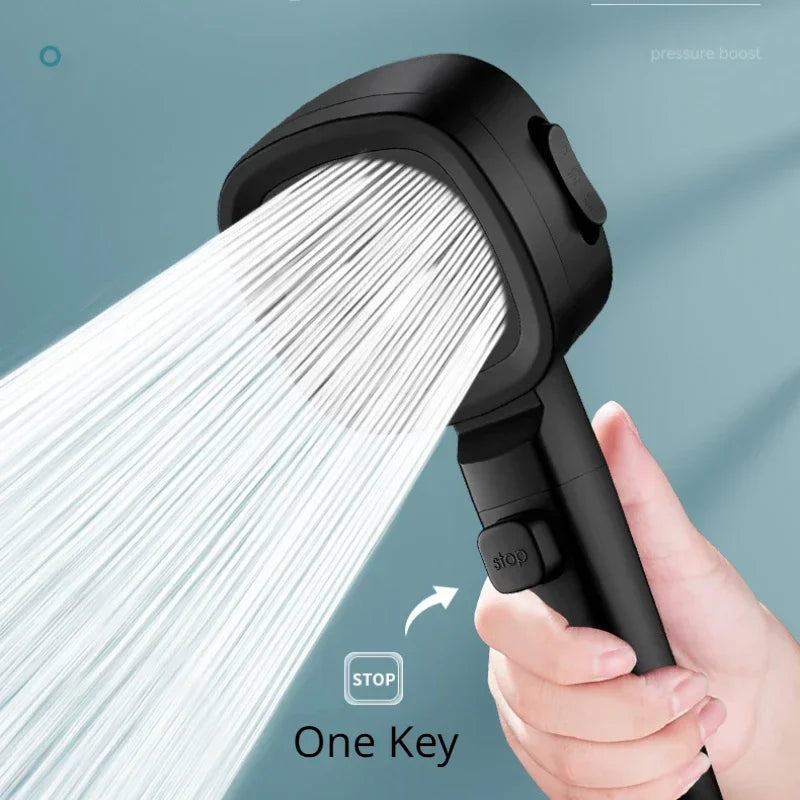 “Shower Like a Boss” – High Pressure Shower Head with 3 Spray Modes, One-Click Pause & Water-Saving Design – Bathroom Upgrade Essential