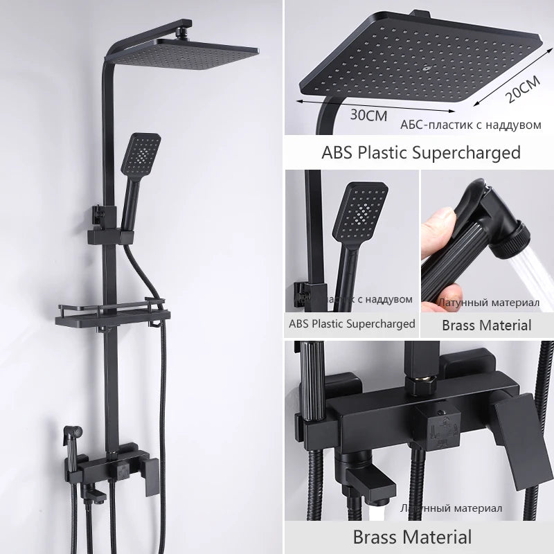 OXG Black/Chrome Shower Faucets Bathroom Shower Mixer Shower Faucet Bidet Faucet Rainfall Shower Set Shower Spray Mixer Crane