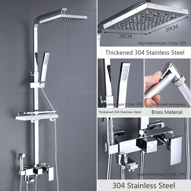 OXG Black/Chrome Shower Faucets Bathroom Shower Mixer Shower Faucet Bidet Faucet Rainfall Shower Set Shower Spray Mixer Crane