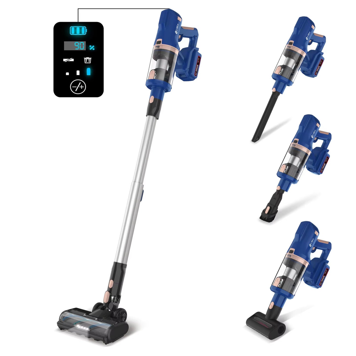 UMLO V11 Cordless Vacuum Cleaner, 30Kpa Cordless Vacuum Cleaner 300W, Lightweight Vacuum Cleaner, 60 Minutes 4000Mah Battery