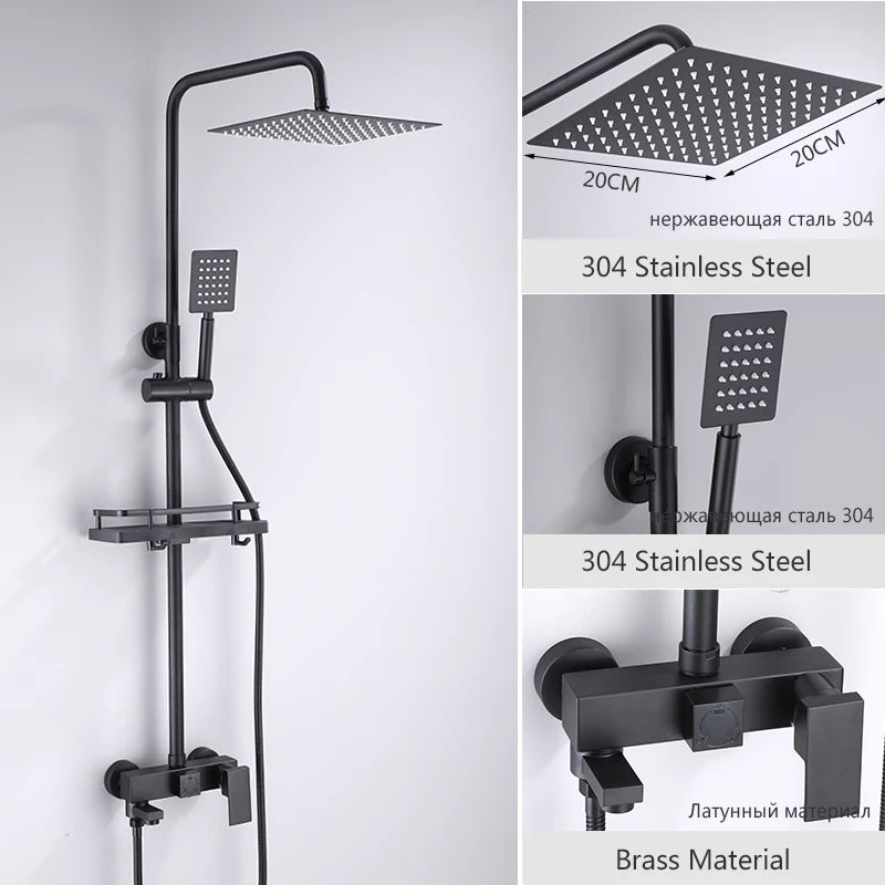 OXG Black/Chrome Shower Faucets Bathroom Shower Mixer Shower Faucet Bidet Faucet Rainfall Shower Set Shower Spray Mixer Crane