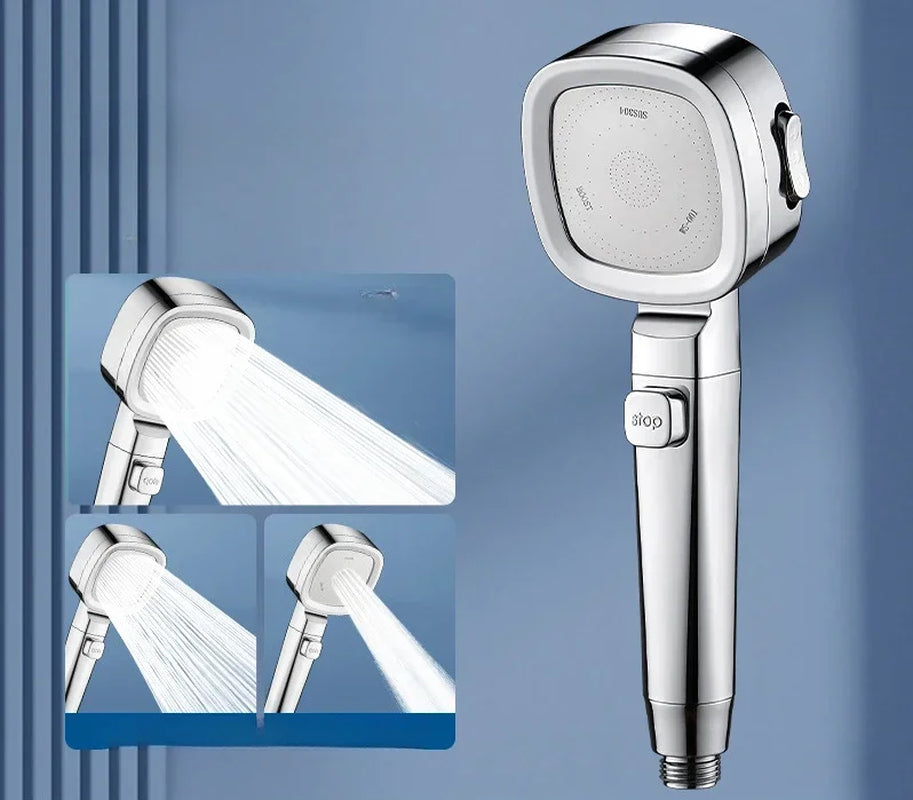 “Shower Like a Boss” – High Pressure Shower Head with 3 Spray Modes, One-Click Pause & Water-Saving Design – Bathroom Upgrade Essential