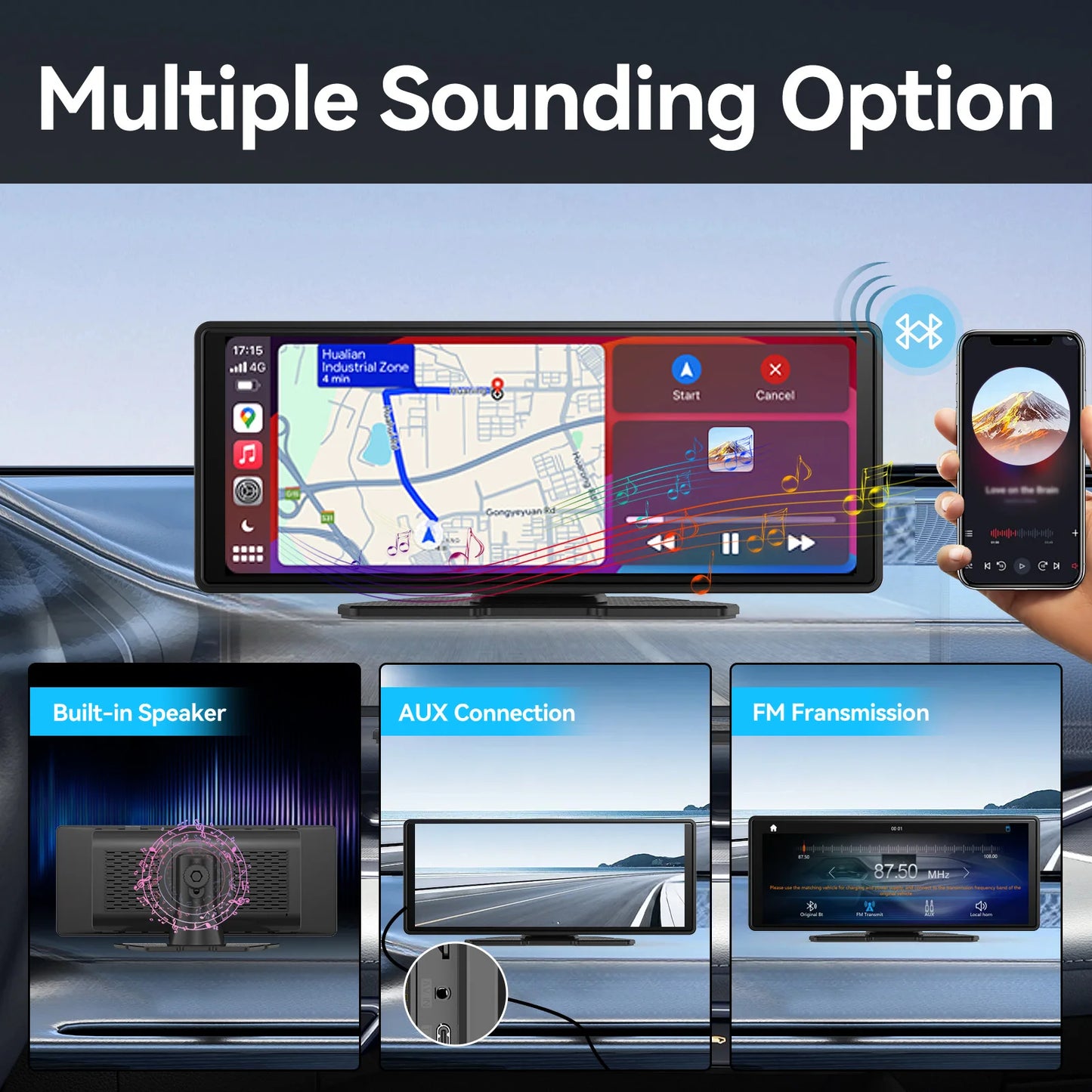 Universal Portable CarPlay & Android Auto Screen – Wireless Car Stereo