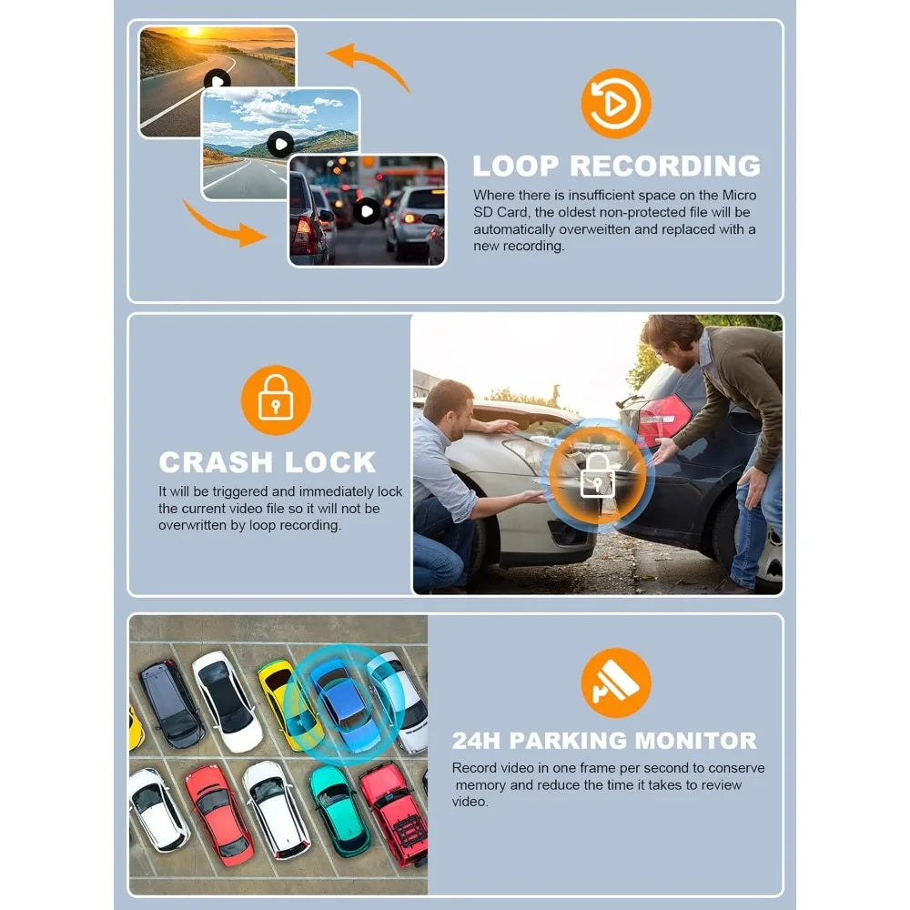 360° 4-Channel Dash Cam with GPS & WiFi – All-Around Car Protection