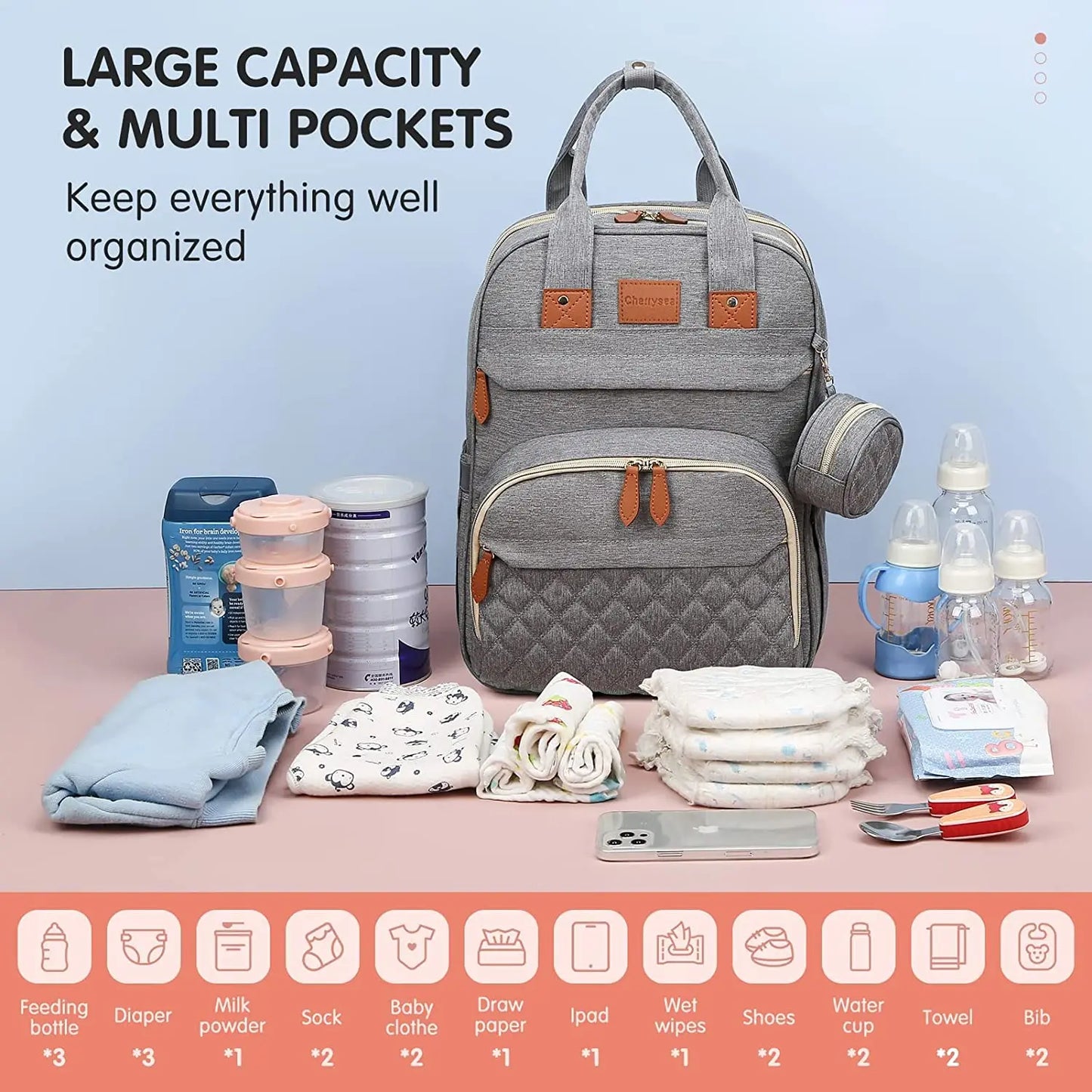 “Mom Hack in a Backpack” – 3-in-1 Diaper Bag with Foldable Baby Bed, USB Charging & Waterproof Design – Travel-Ready Changing Station