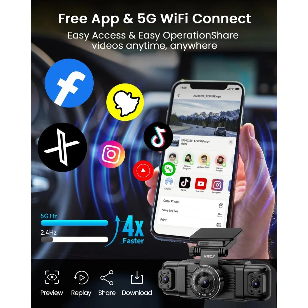 N5 4-Channel 360° Dash Cam – Complete Car Surveillance