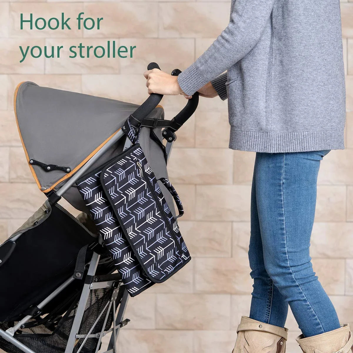 “Change Happens” – Portable Baby Changing Pad for Newborns – One-Hand Diaper Mat for Strollers, Diaper Bags & On-the-Go Moments