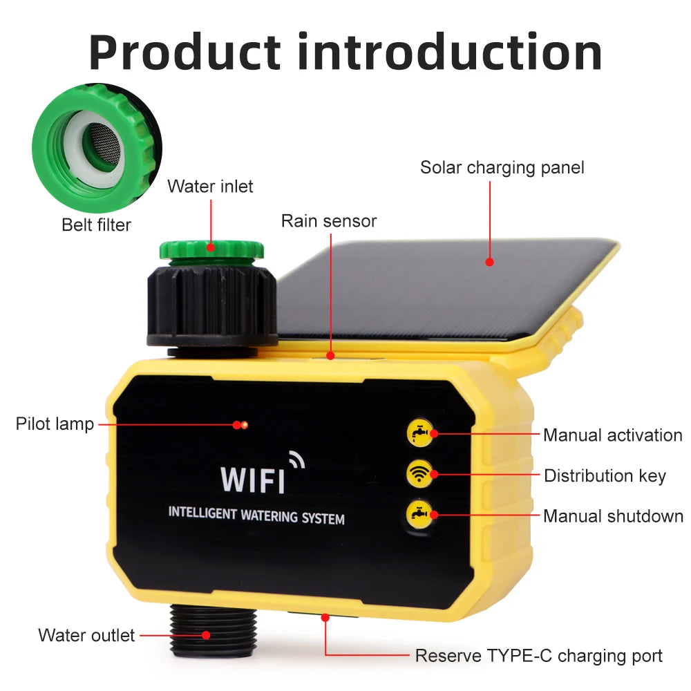 Smart Solar Irrigation Timer – 1/2 Outlet Automatic Watering Controller