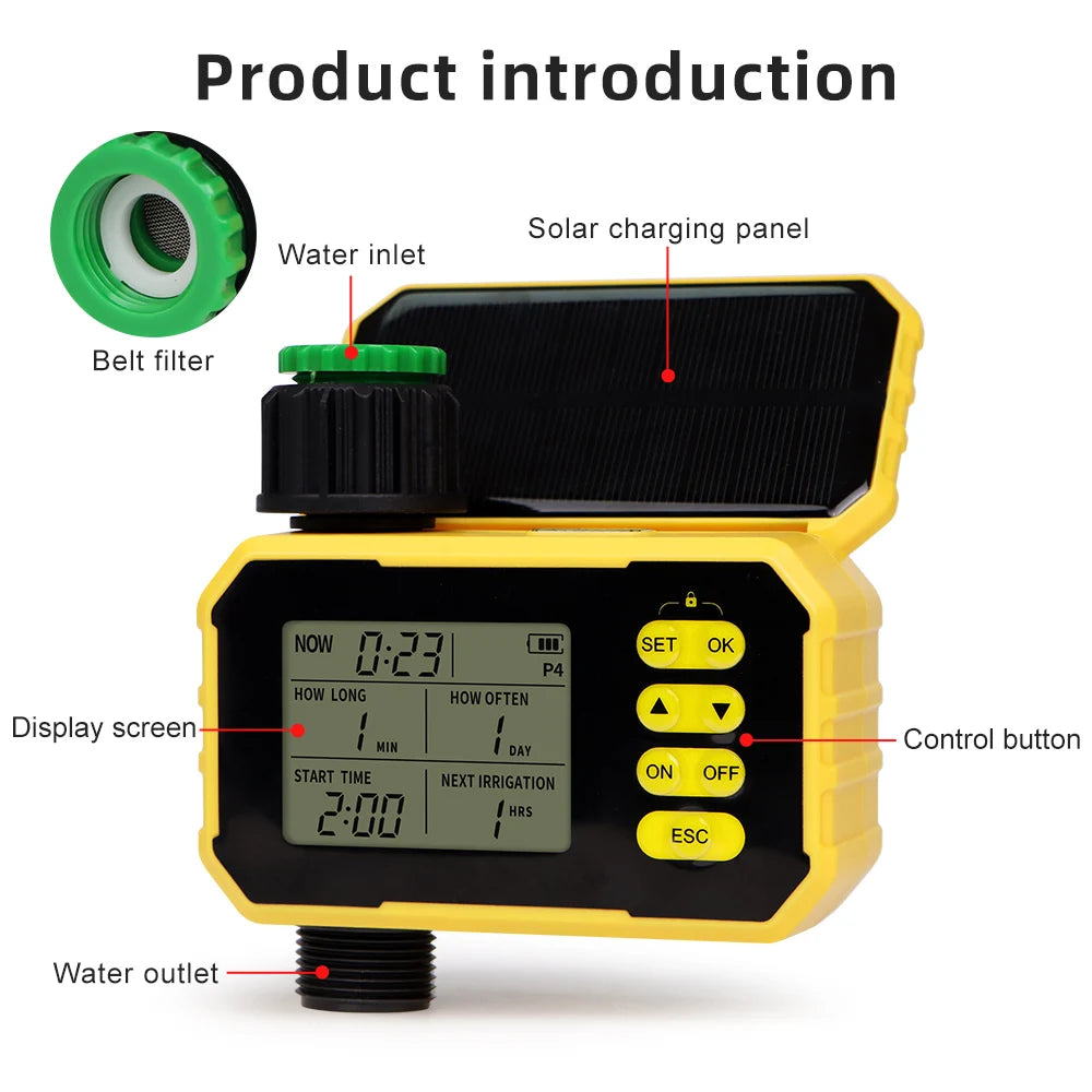 Smart Solar Irrigation Timer – 1/2 Outlet Automatic Watering Controller