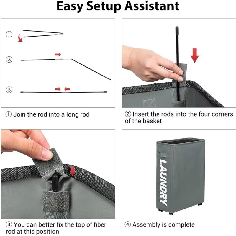 Foldable Laundry Basket – Dirty Clothes & Storage Organizer with Wheels