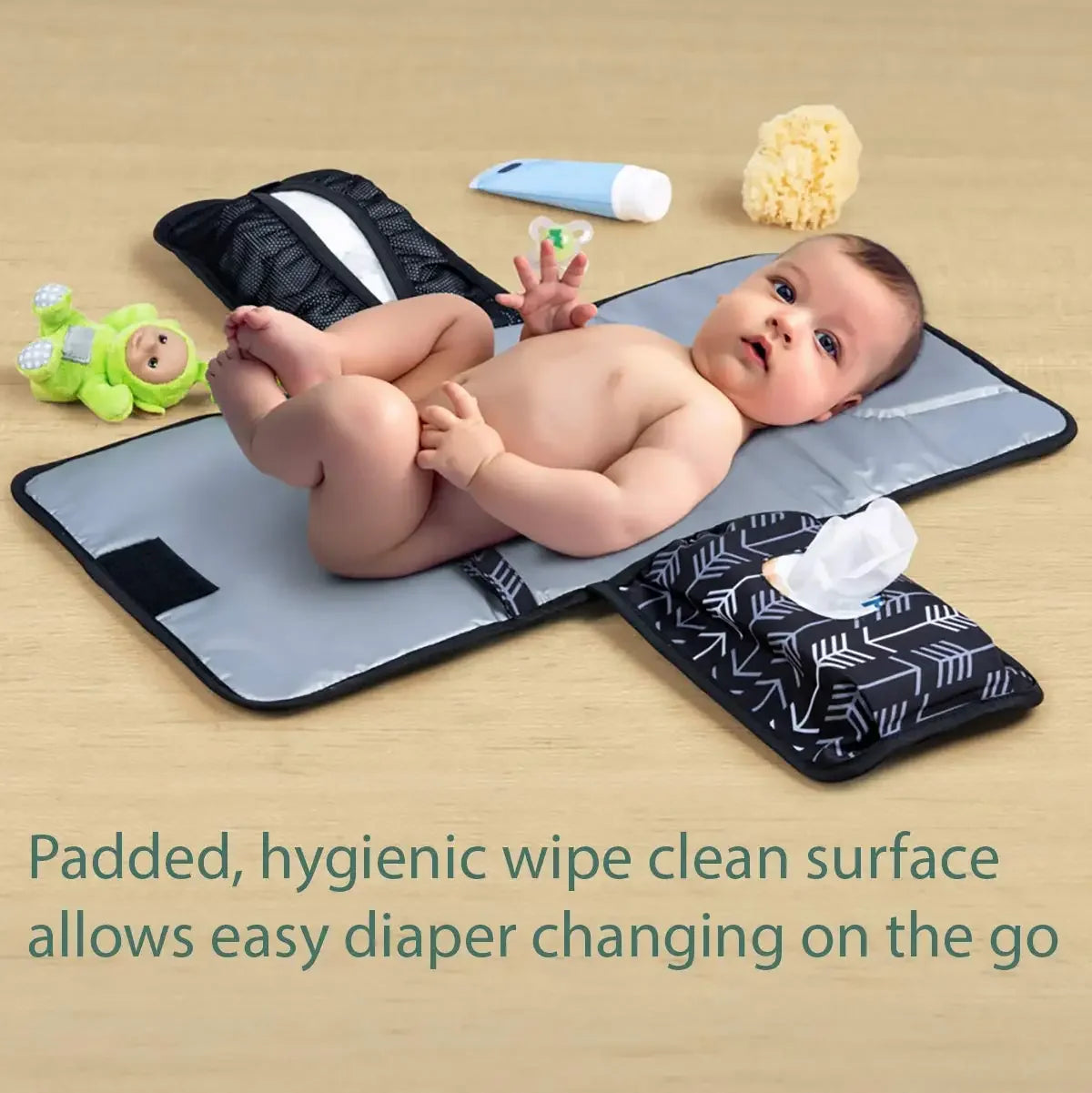 “Change Happens” – Portable Baby Changing Pad for Newborns – One-Hand Diaper Mat for Strollers, Diaper Bags & On-the-Go Moments