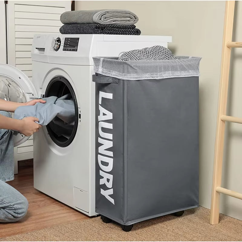 Foldable Laundry Basket – Dirty Clothes & Storage Organizer with Wheels