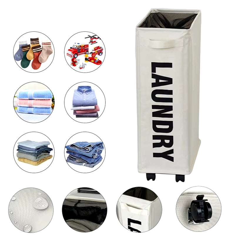 Foldable Laundry Basket – Dirty Clothes & Storage Organizer with Wheels