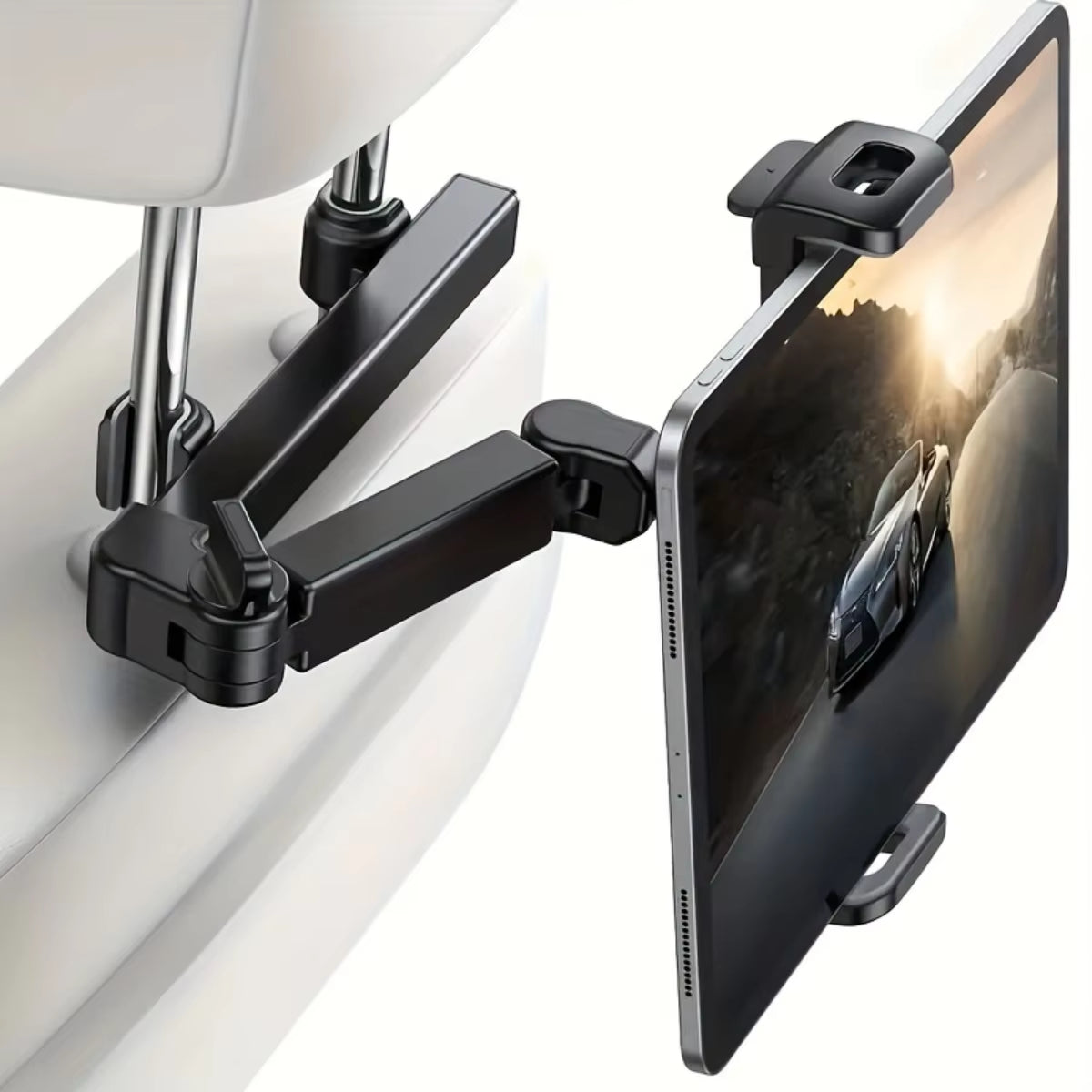 Car Tablet Holder – Adjustable Headrest Mount for 4.7"–12.9" Devices (iPad, Tablets, Phones)