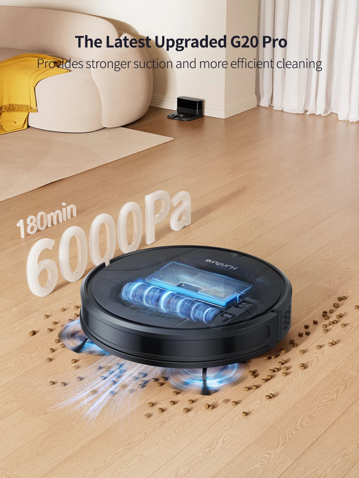 Robot Vacuum Cleaner – 6000Pa 3-in-1 Vacuum, Mop & Sweep Combo