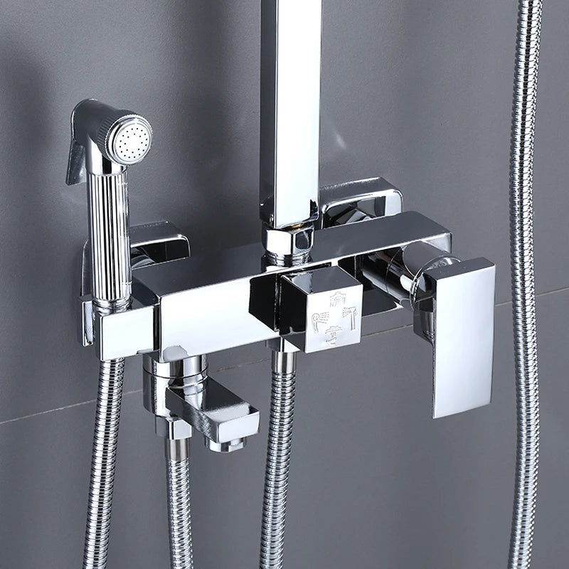 OXG Black/Chrome Shower Faucets Bathroom Shower Mixer Shower Faucet Bidet Faucet Rainfall Shower Set Shower Spray Mixer Crane