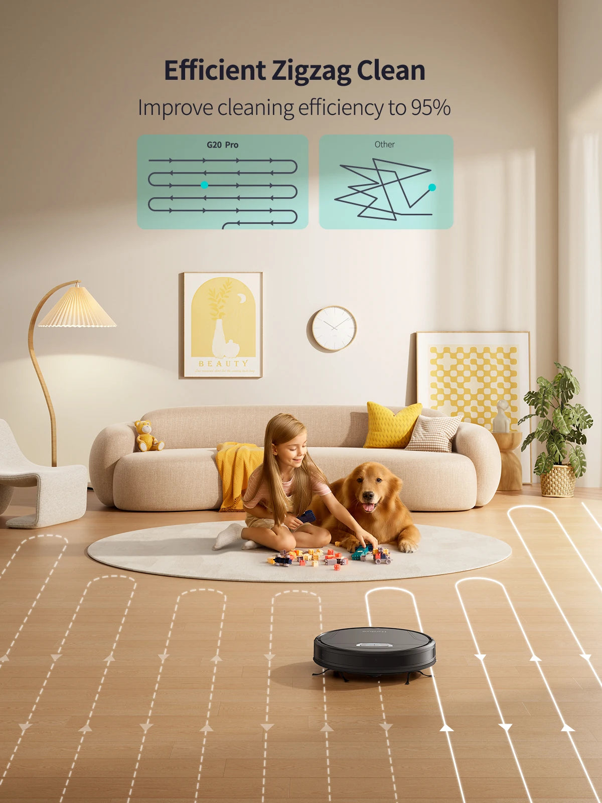 Robot Vacuum Cleaner – 6000Pa 3-in-1 Vacuum, Mop & Sweep Combo