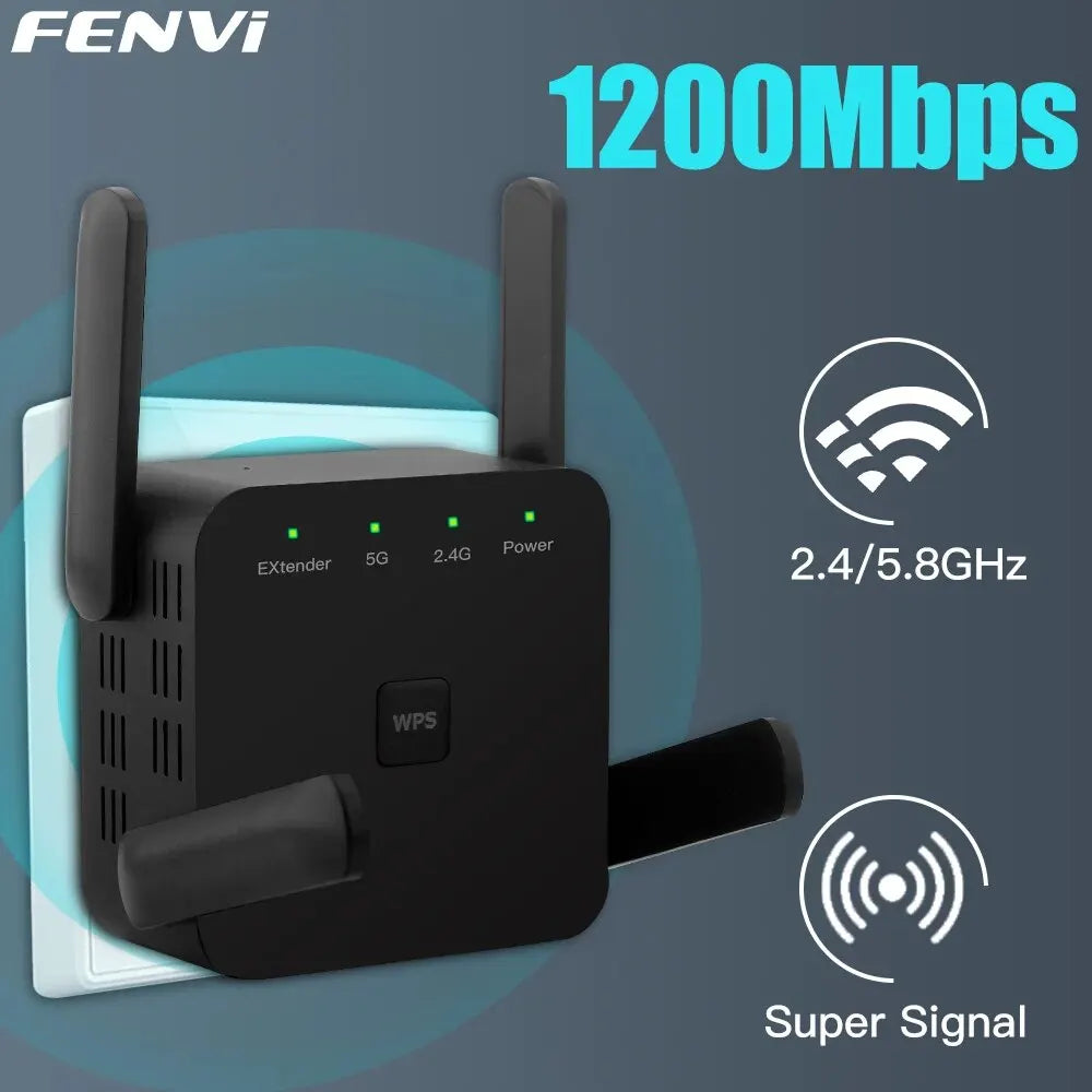 “Boost Your Signal” – 5GHz AC1200 WiFi Repeater & Extender – 1200Mbps Dual-Band Router with Long-Range Coverage