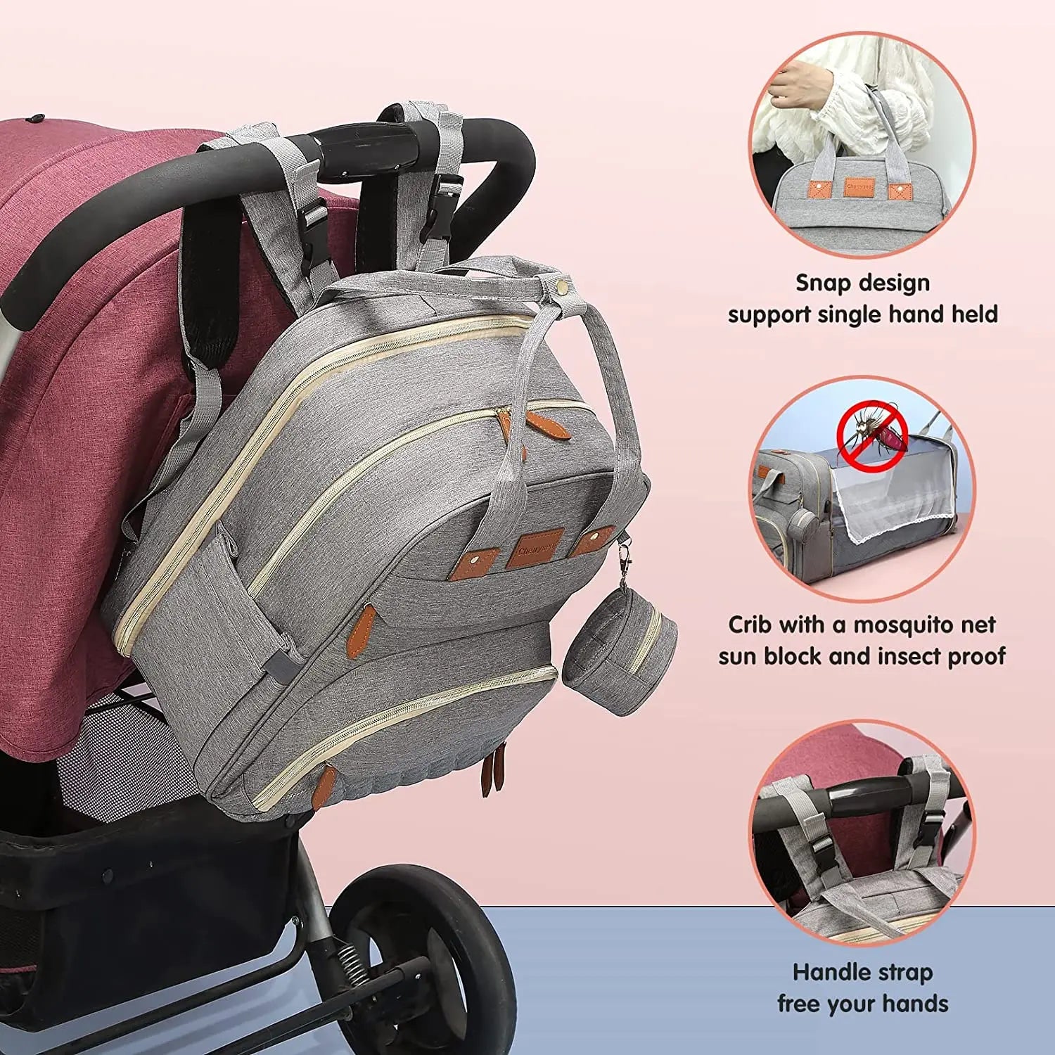“Mom Hack in a Backpack” – 3-in-1 Diaper Bag with Foldable Baby Bed, USB Charging & Waterproof Design – Travel-Ready Changing Station