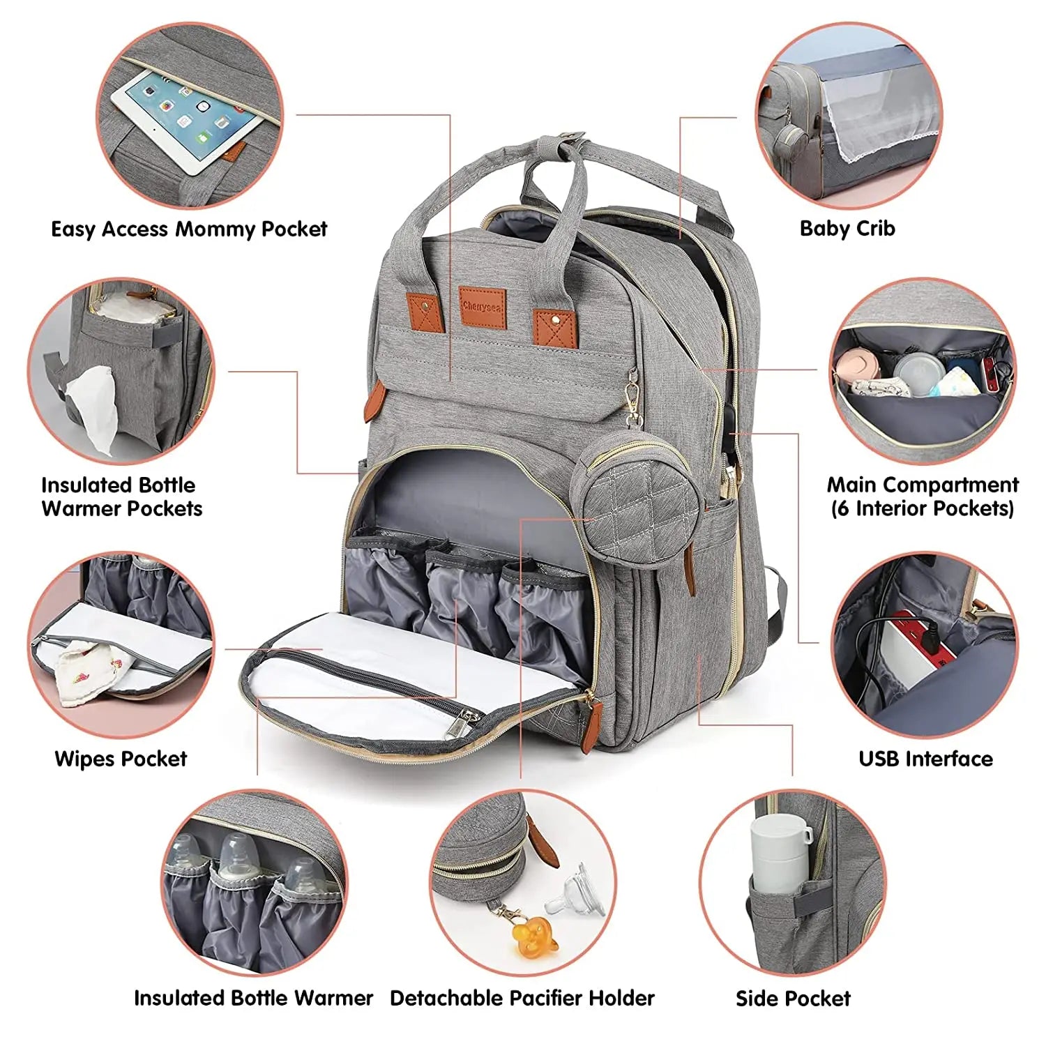 “Mom Hack in a Backpack” – 3-in-1 Diaper Bag with Foldable Baby Bed, USB Charging & Waterproof Design – Travel-Ready Changing Station