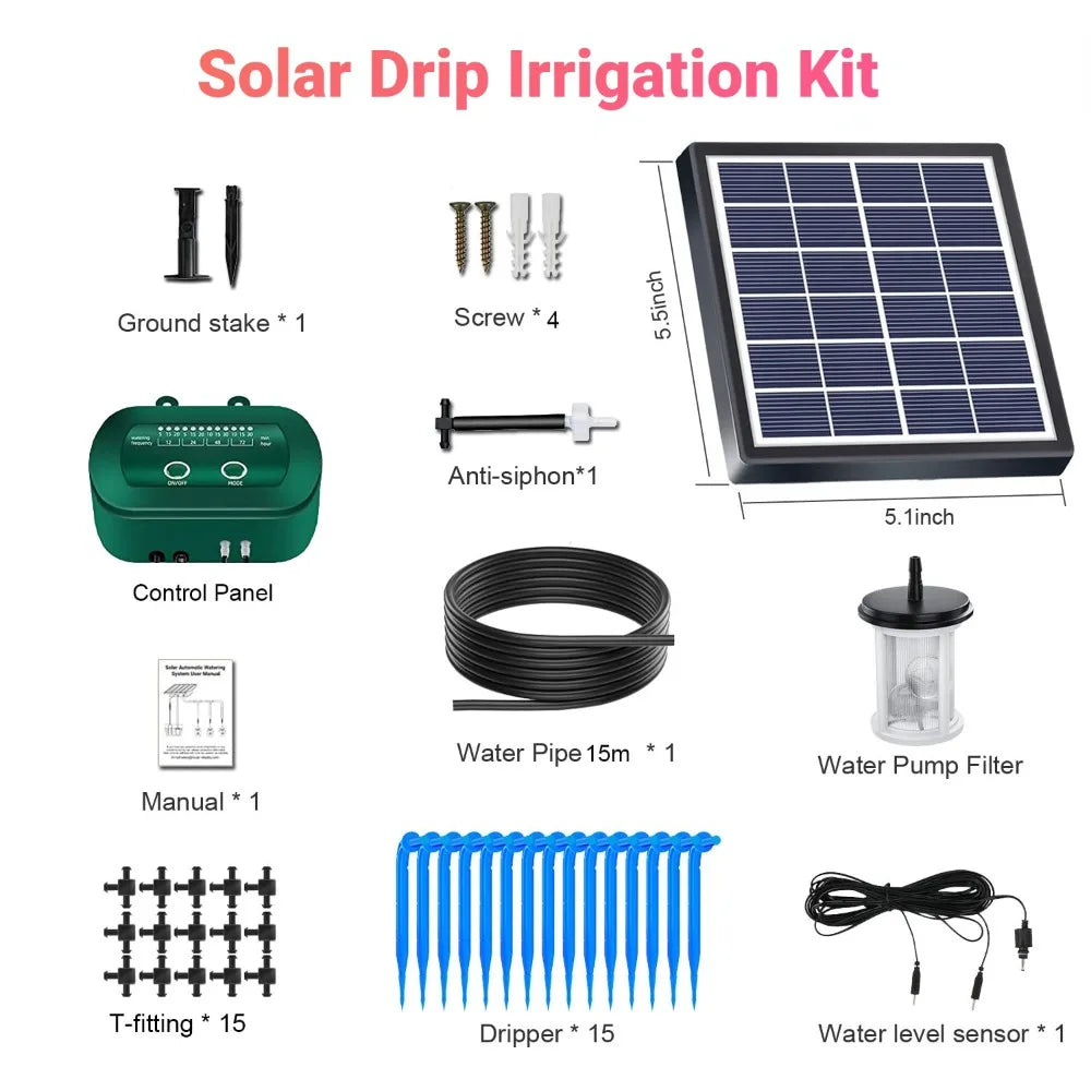 Solar Drip Irrigation Outdoor Intelligent System – 1800mAh Battery, Automatic Timed Watering