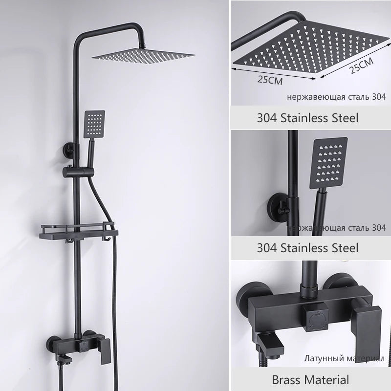 OXG Black/Chrome Shower Faucets Bathroom Shower Mixer Shower Faucet Bidet Faucet Rainfall Shower Set Shower Spray Mixer Crane