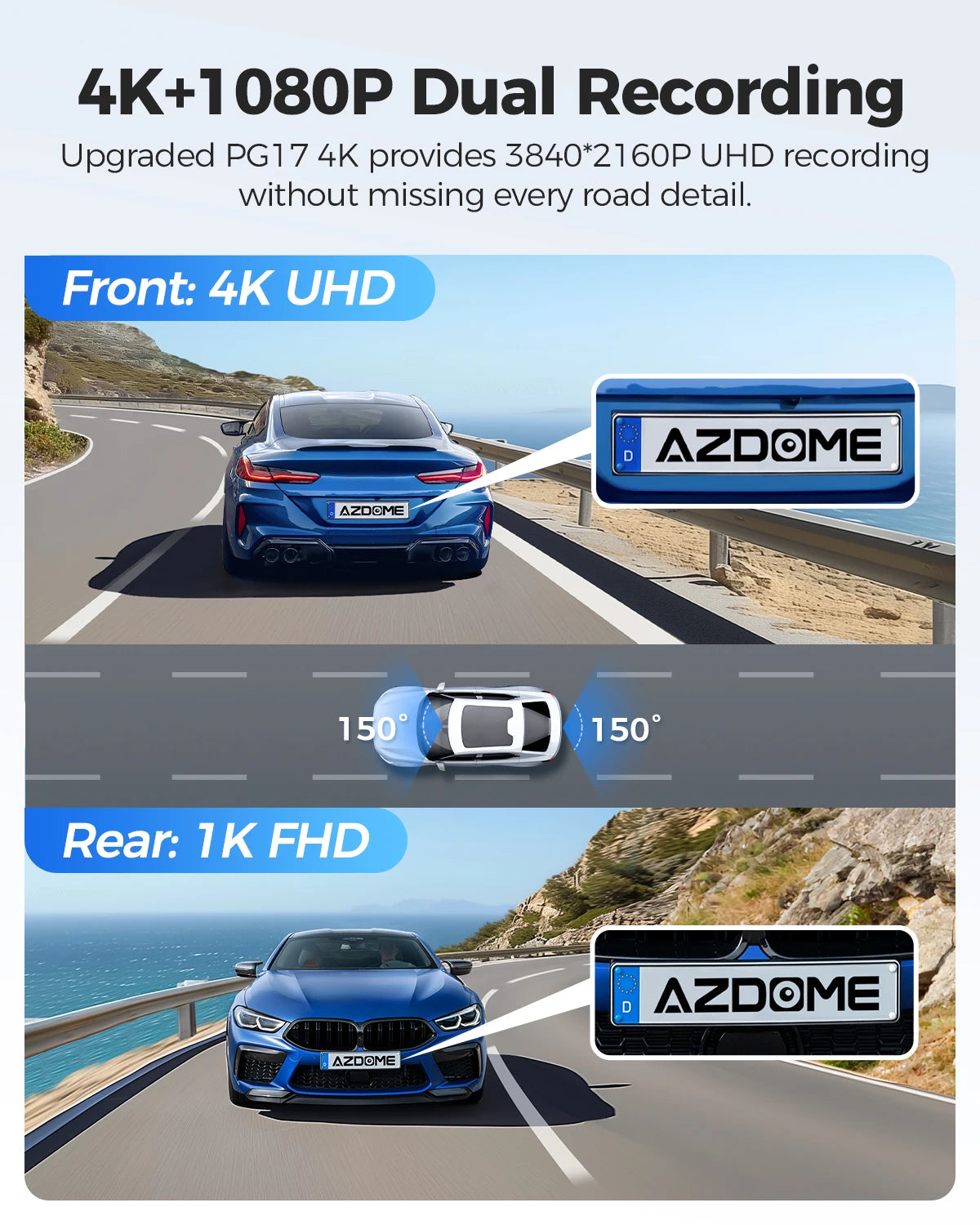 PG17 12" 4K Mirror Dash Cam with GPS & Wi-Fi