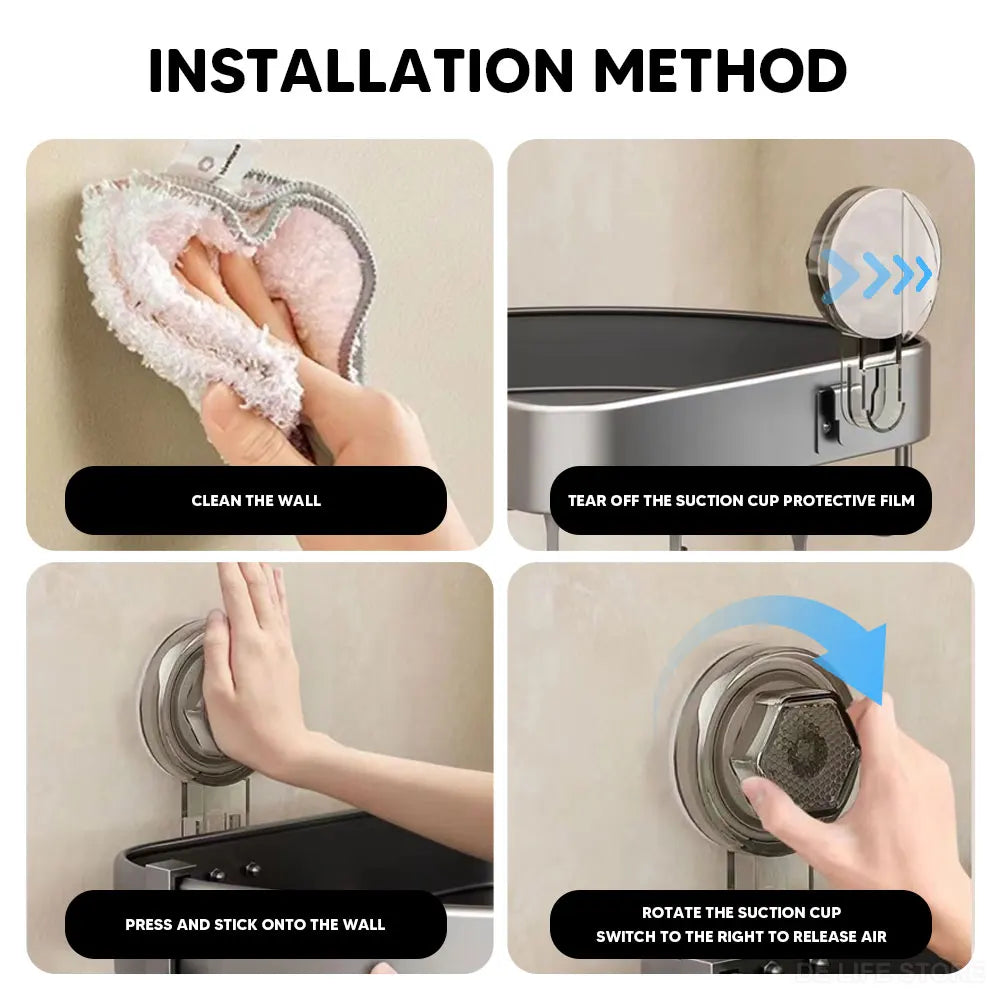 Shower Suction Cup Shelf Aluminum Bathroom Corner Shelf without Drilling Bathroom Organizer Toilet Rack Bathroom Accessories