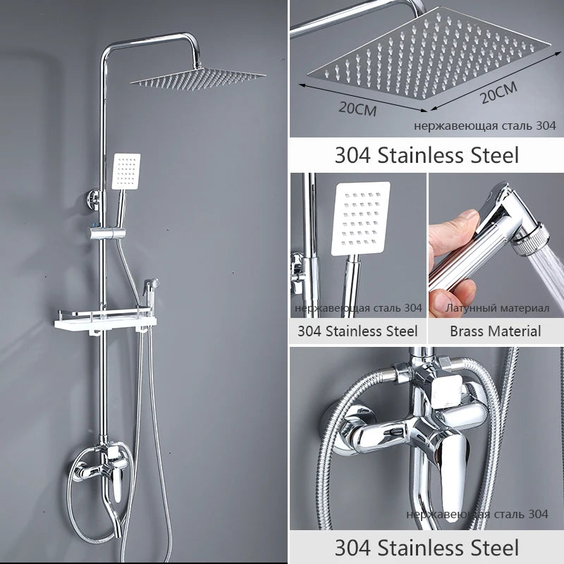 OXG Black/Chrome Shower Faucets Bathroom Shower Mixer Shower Faucet Bidet Faucet Rainfall Shower Set Shower Spray Mixer Crane
