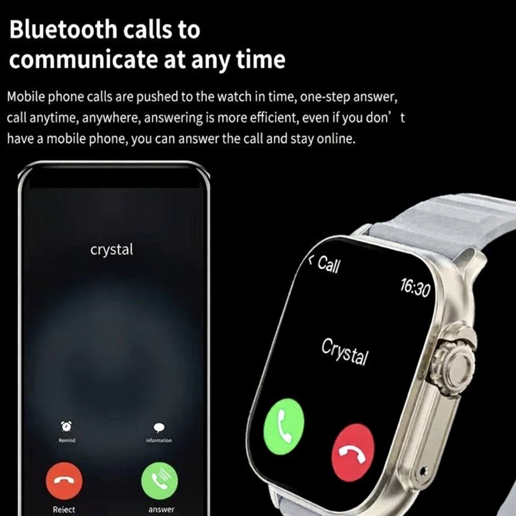 T900Ultra Smartwatch Bluetooth Talk Smartwatch Message Alert Heart Rate Monitor Sports Watch for Android IOS Men Women
