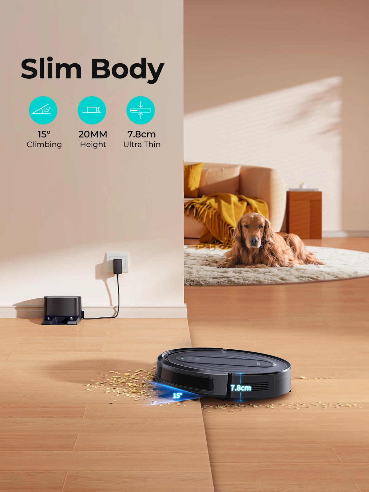 Airzeen Robot Vacuum & Mop Combo – 3000Pa Strong Suction, App Control, Self-Charging