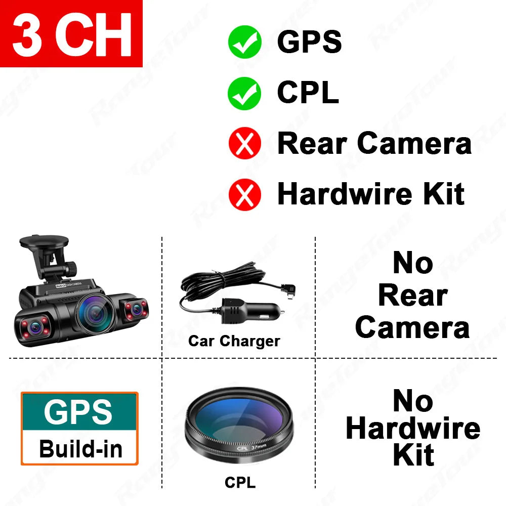 4 Channel 1080P+1080P+1080P+1080P Wifi GPS Car DVR Dual Lens 8 Infrared Light Night Vision 3 Lens 170 Degree Dash Cam Car Camera