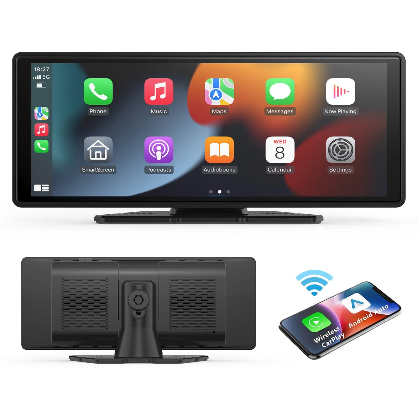 Universal Portable CarPlay & Android Auto Screen – Wireless Car Stereo