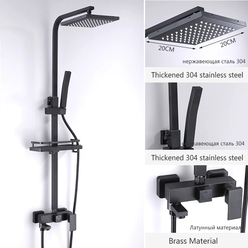 OXG Black/Chrome Shower Faucets Bathroom Shower Mixer Shower Faucet Bidet Faucet Rainfall Shower Set Shower Spray Mixer Crane