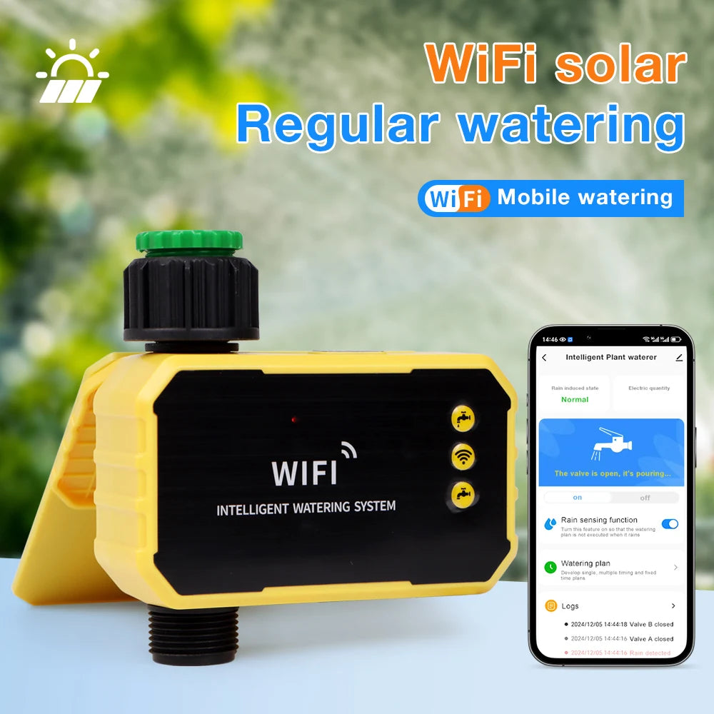 Smart Solar Irrigation Timer – 1/2 Outlet Automatic Watering Controller