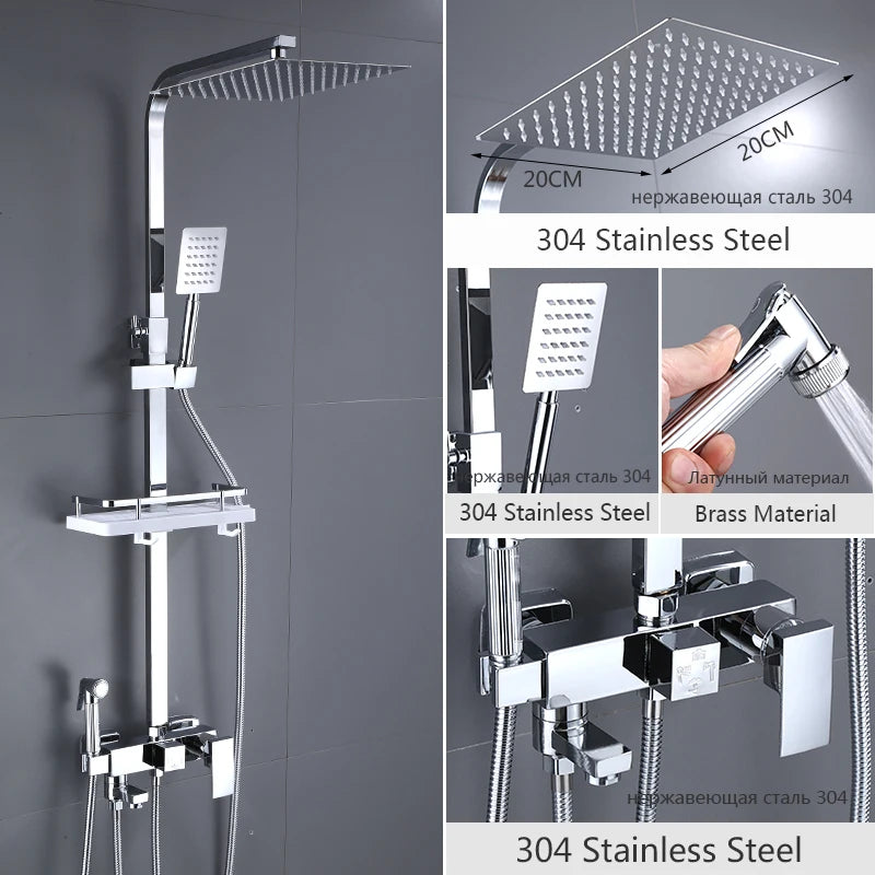 OXG Black/Chrome Shower Faucets Bathroom Shower Mixer Shower Faucet Bidet Faucet Rainfall Shower Set Shower Spray Mixer Crane