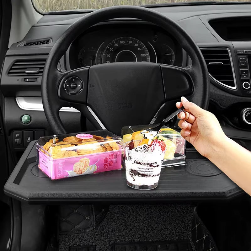 “Drive-Thru Desk” – Premium Car Steering Wheel Tray Table for Snacks, Laptops & Life on the Go