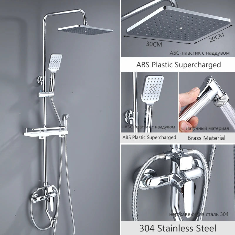 OXG Black/Chrome Shower Faucets Bathroom Shower Mixer Shower Faucet Bidet Faucet Rainfall Shower Set Shower Spray Mixer Crane