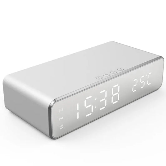 Wireless Charger Alarm Clock with LED Display & Thermometer – Fast Charging Dock for iPhone & Samsung