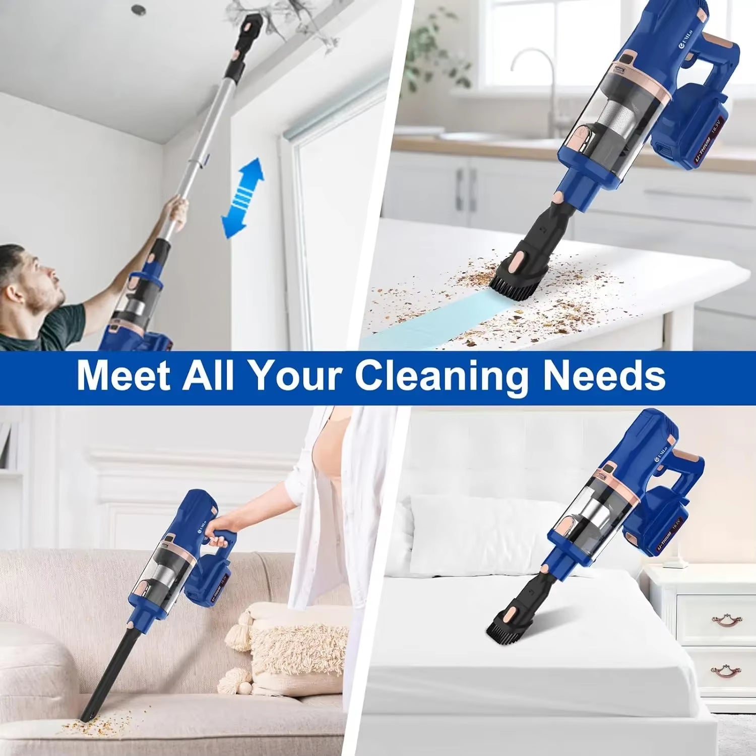 UMLO V11 Cordless Vacuum Cleaner, 30Kpa Cordless Vacuum Cleaner 300W, Lightweight Vacuum Cleaner, 60 Minutes 4000Mah Battery